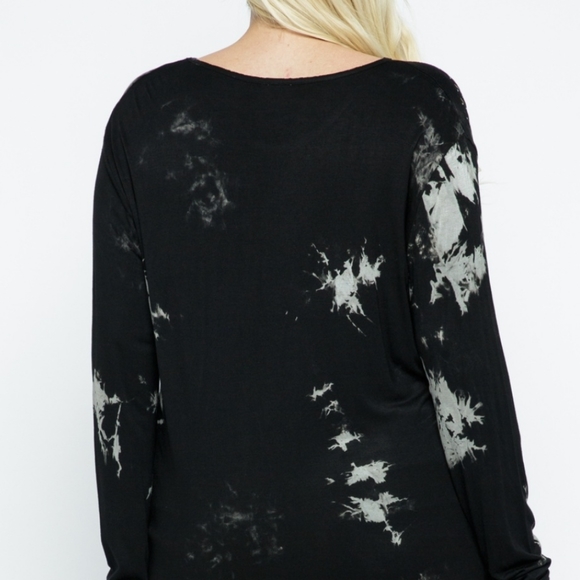 New Vocal Plus Rhinestone Tie Dye Black Slashed Top Shirt - Picture 7 of 7